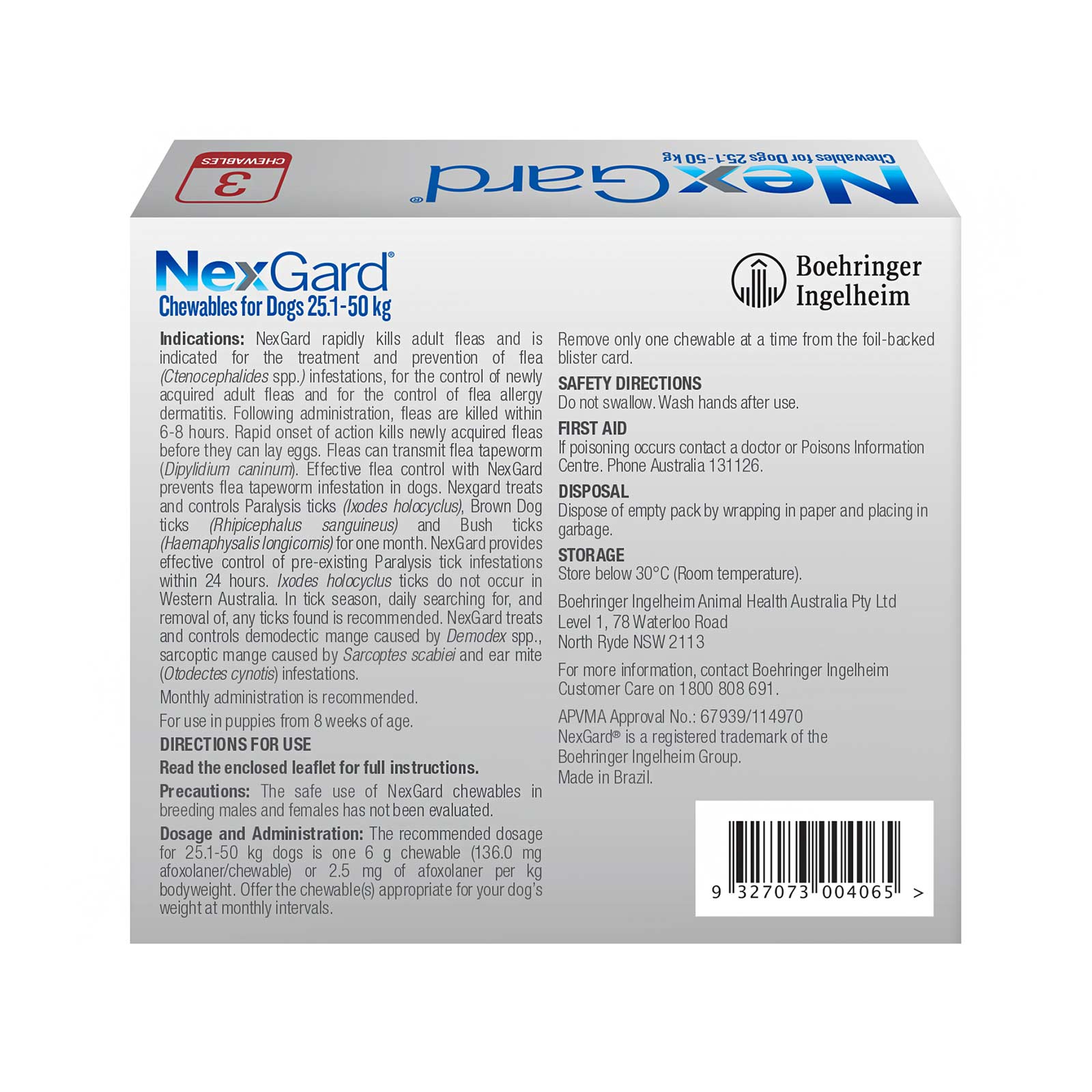 NexGard Chews for XLarge Dogs 25.1-50kg