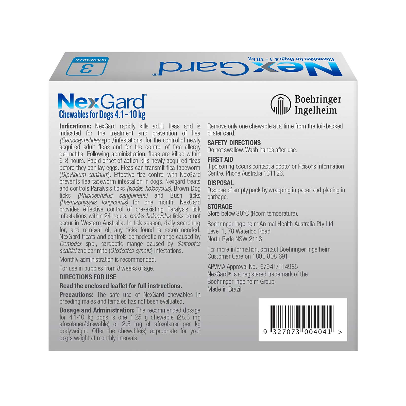 NexGard Chews for Medium Dogs 4.1-10kg