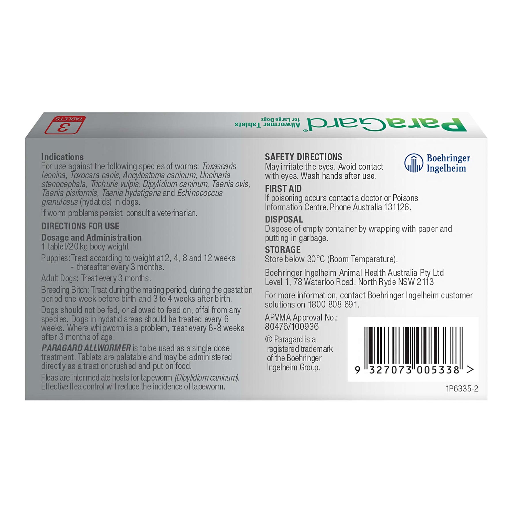 ParaGard Allwormer Tablets for Large Dogs