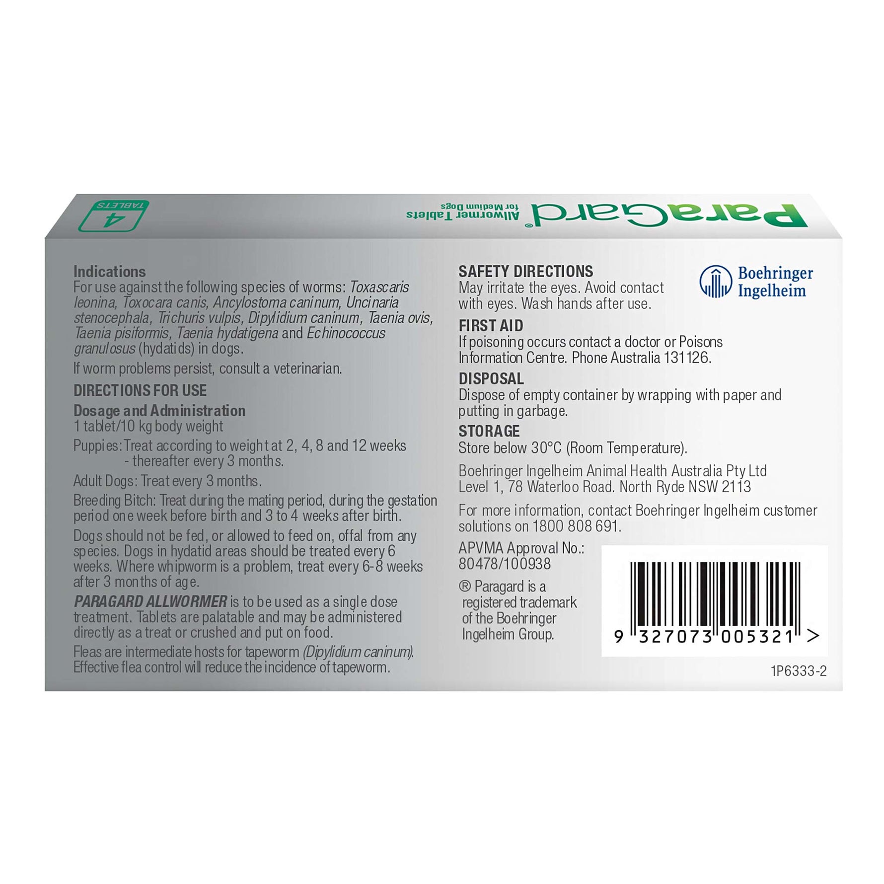 ParaGard Allwormer Tablets for Medium Dogs