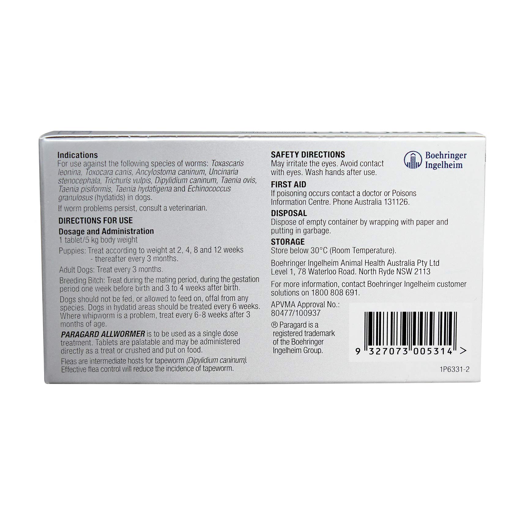 ParaGard Allwormer Tablets for Small Dogs & Puppies
