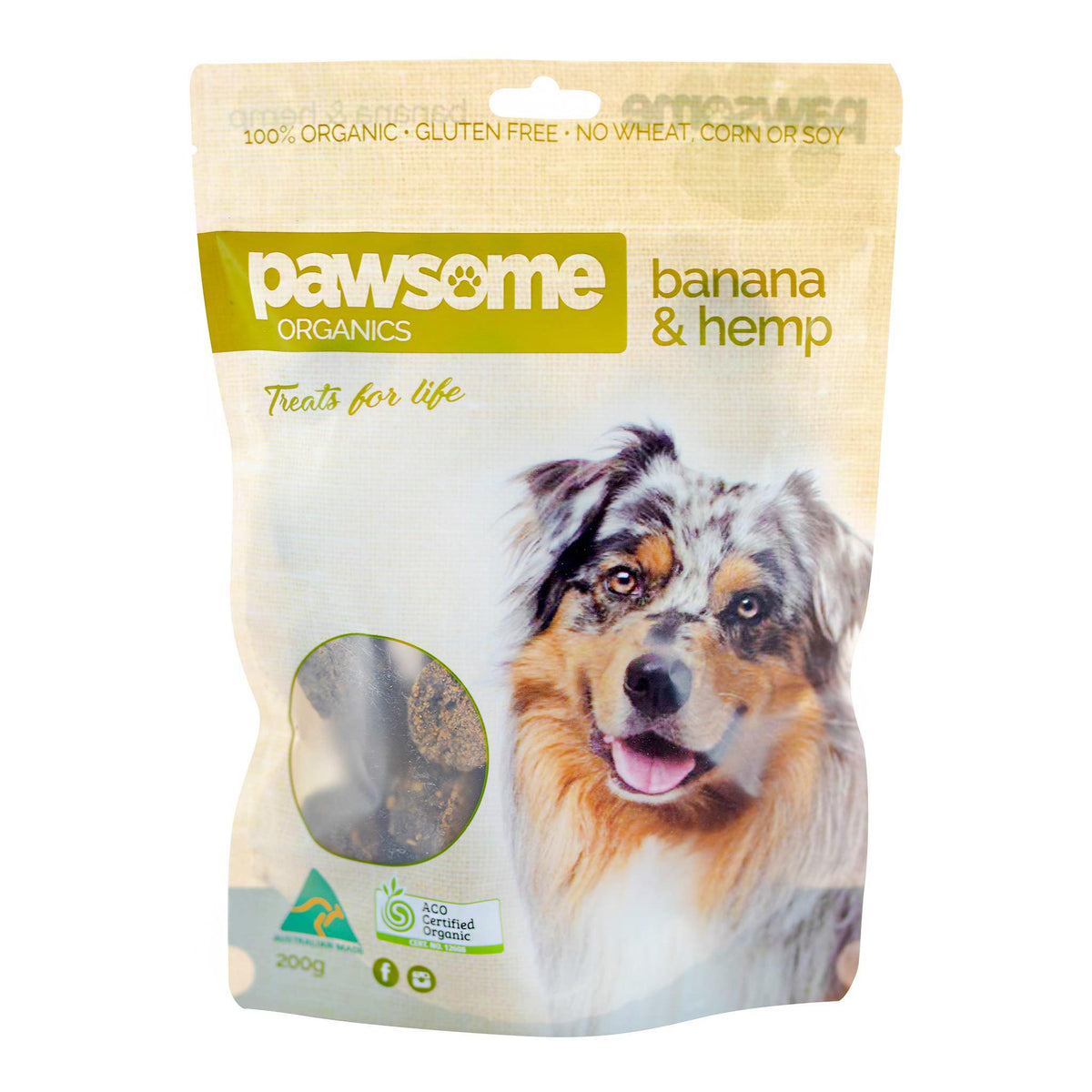 Pawsome Organics Hemp &amp; Banana Dog Treats 200g