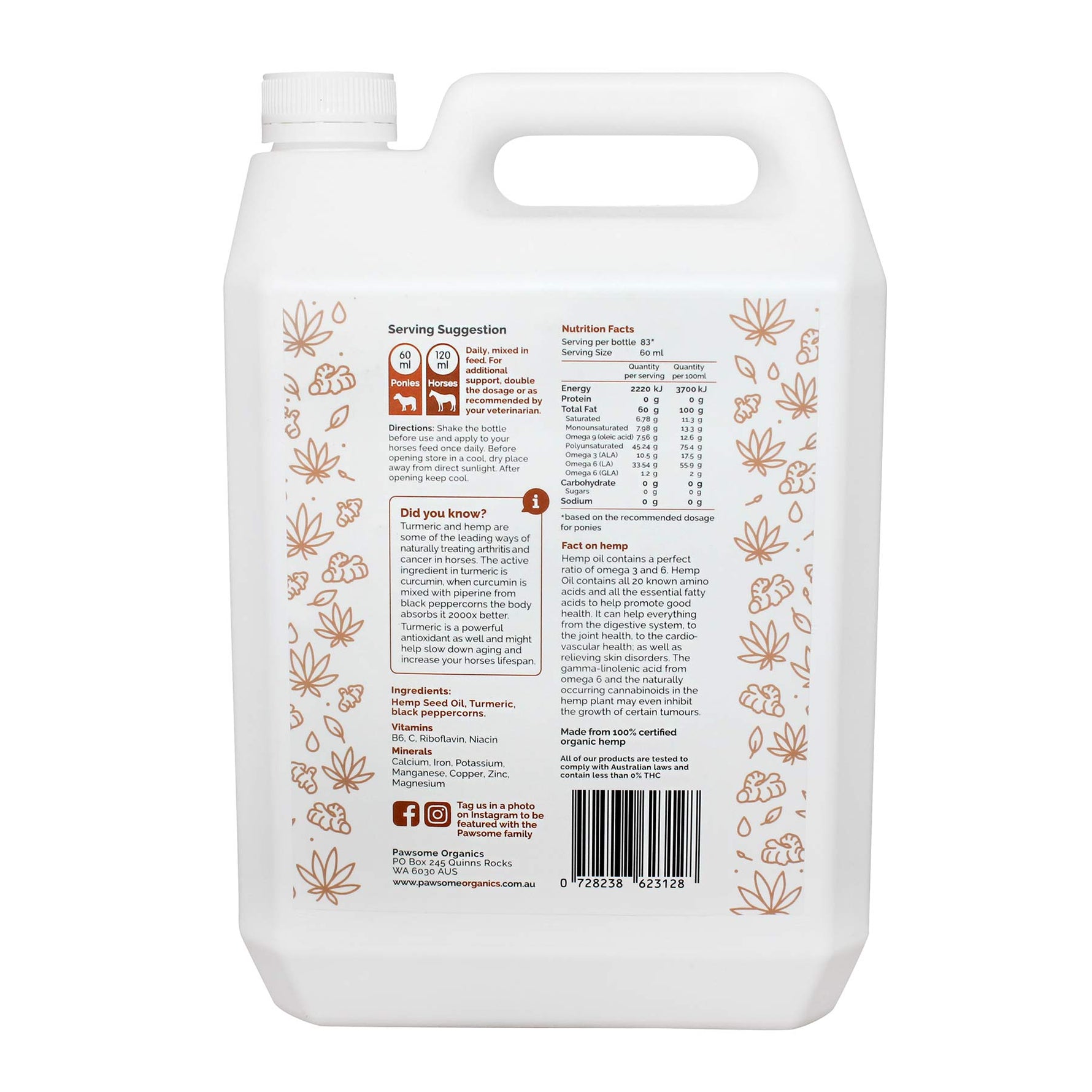 Pawsome Organics EFA Repair & Revive Hemp & Turmeric Oil for Horses