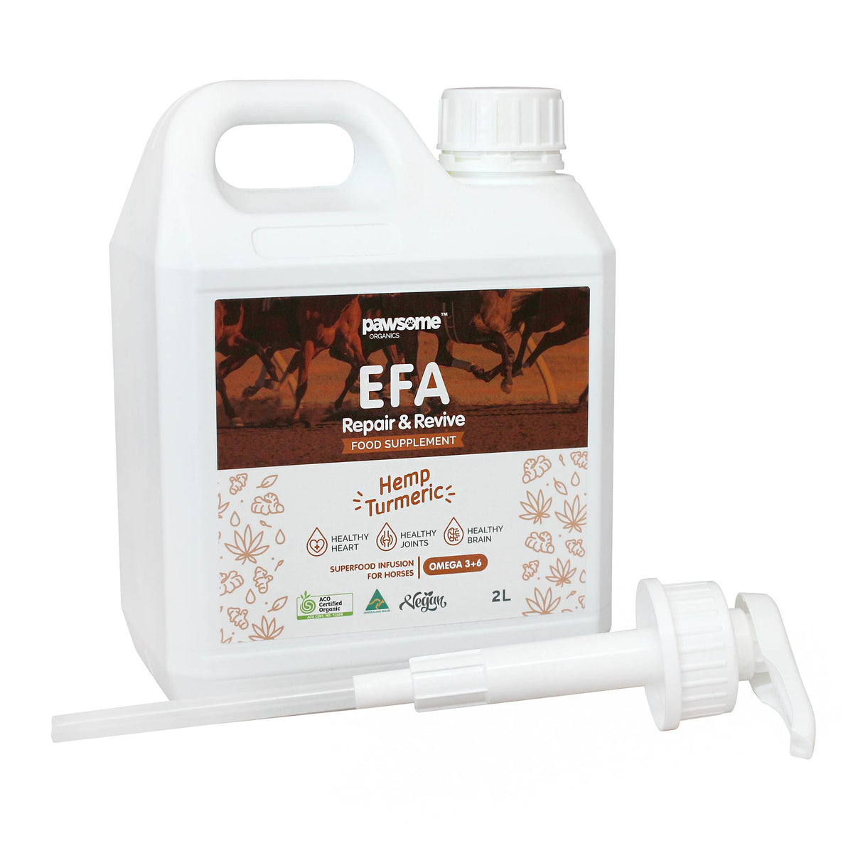Pawsome Organics EFA Repair &amp; Revive Hemp &amp; Turmeric Oil for Horses