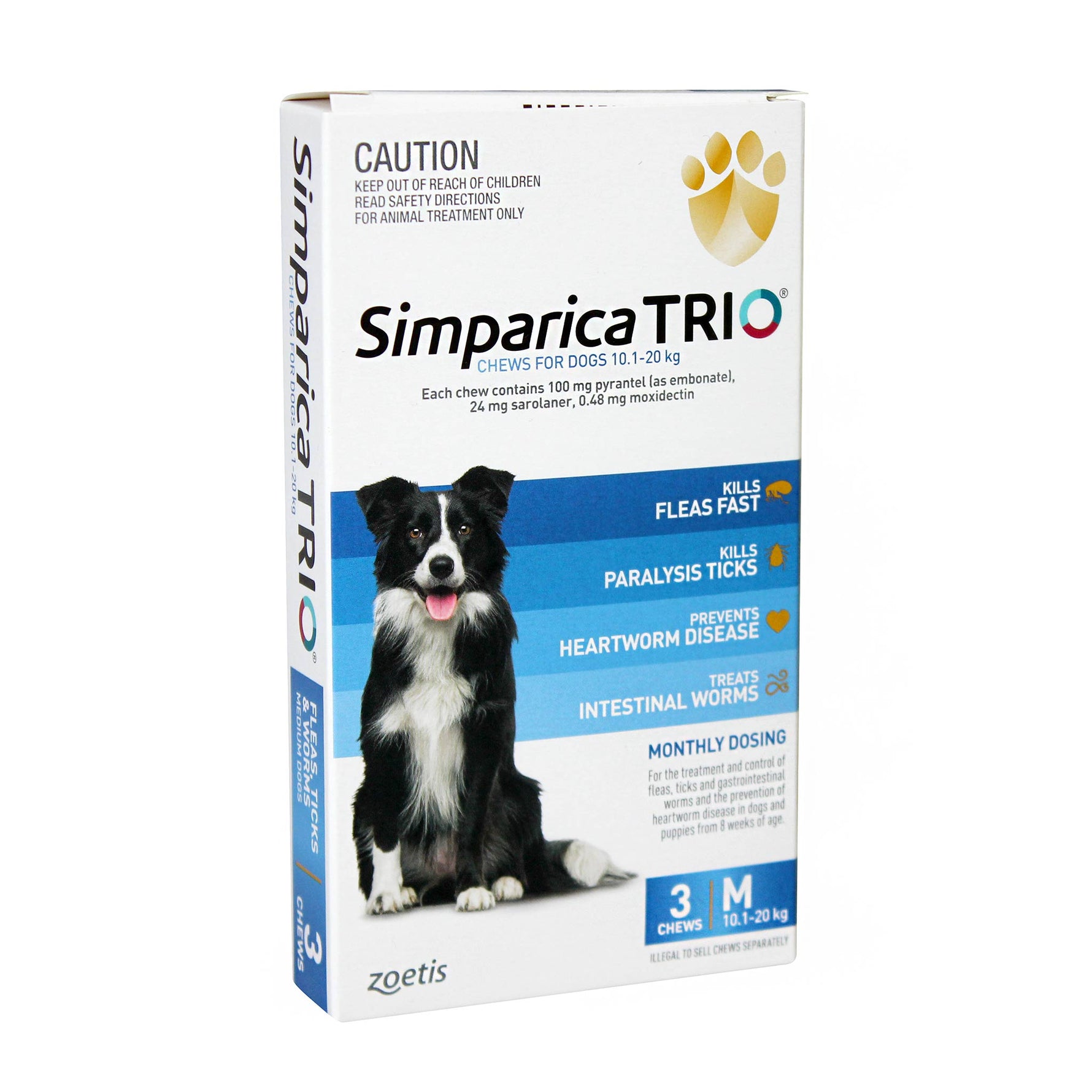 Simparica TRIO Chewable Tablet For Medium Dogs 10.1-20kg
