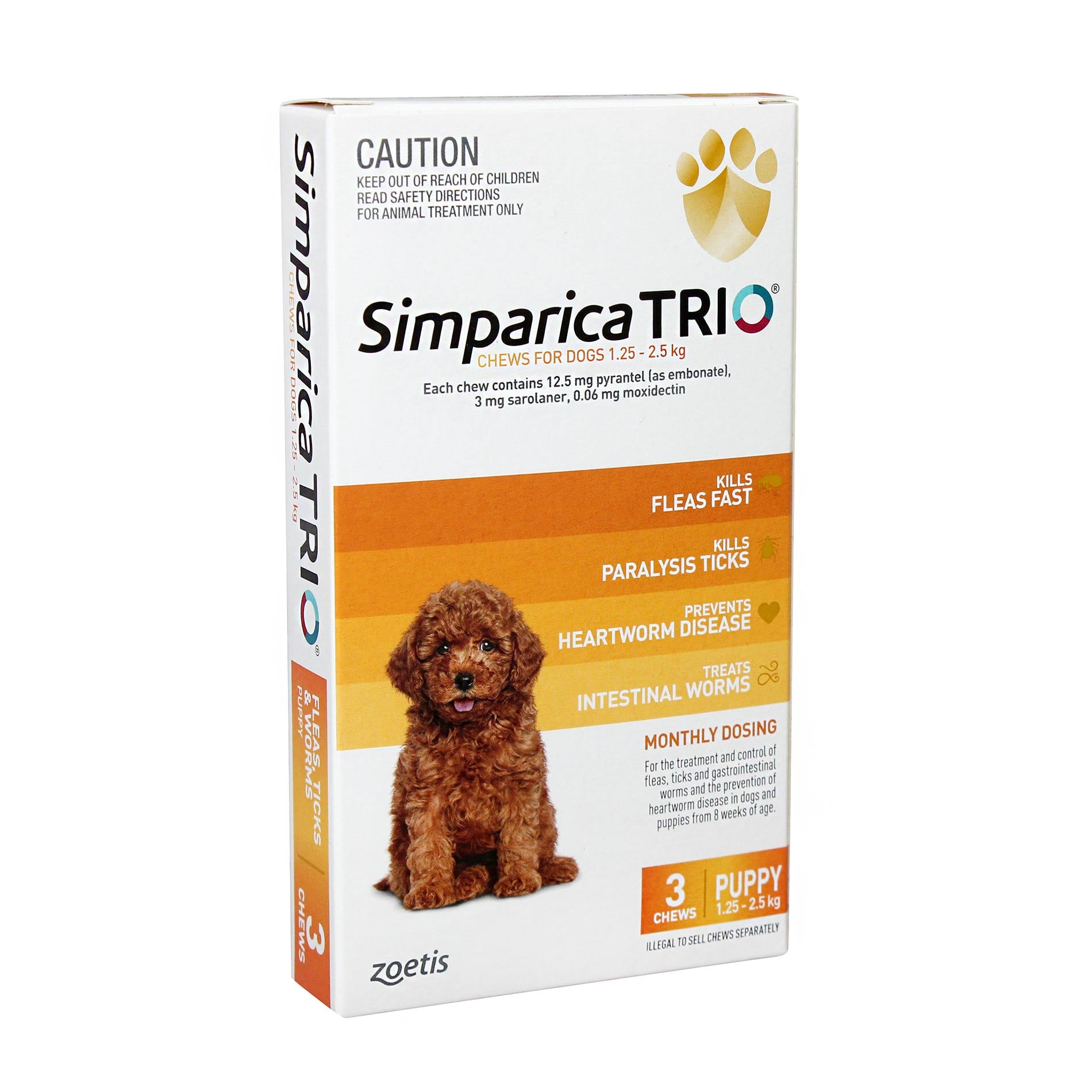 Simparica TRIO Chewable Tablet for Puppies 1.3-2.5kg - 3 Pack