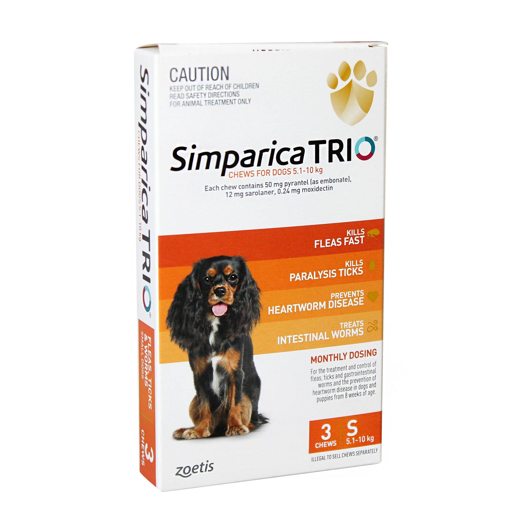 Simparica TRIO Chewable Tablet for Small Dogs 5.1-10kg
