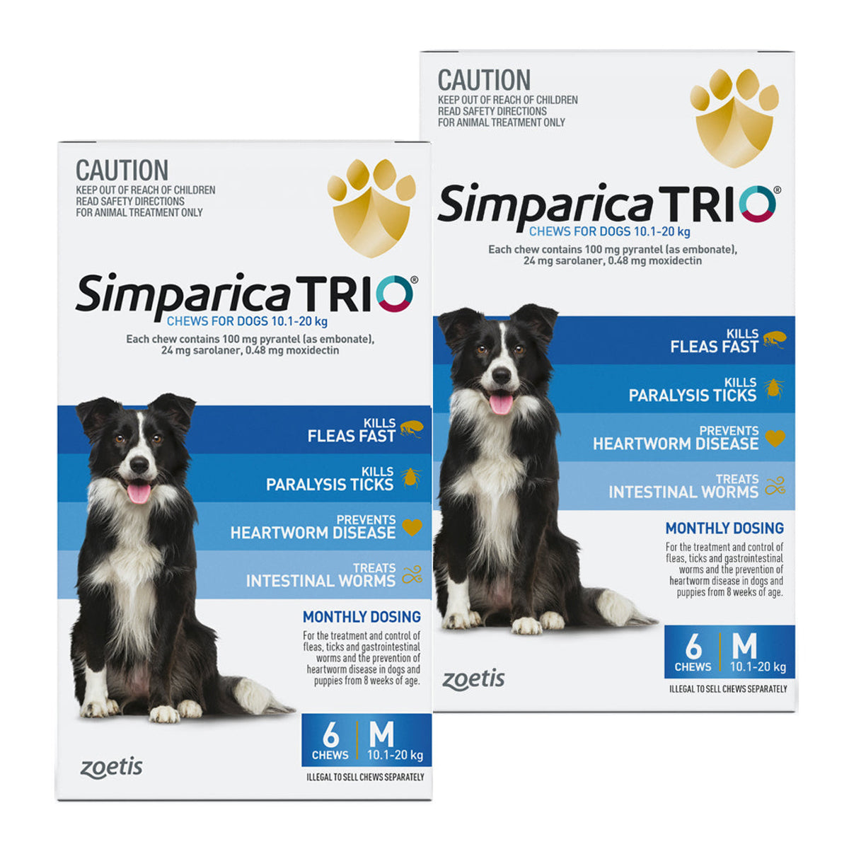 Simparica TRIO For Medium Dogs 10.1-20kg - 12 Pack Value Bundle