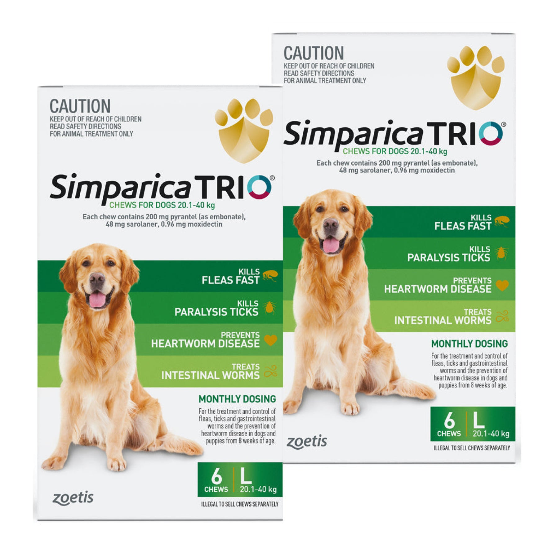 Simparica TRIO Chewable Tablet for Large Dogs 20.1-40kg - 12 Pack Value Bundle