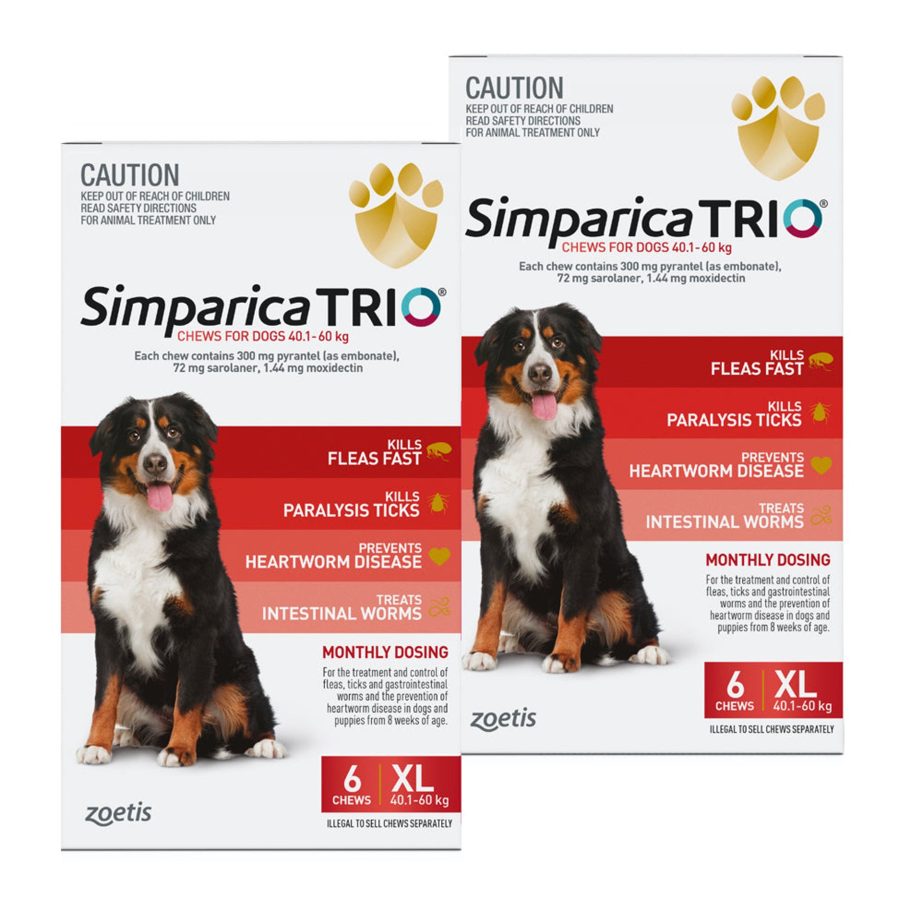 Simparica TRIO Chewable Tablet for XLarge Dogs 40.1-60kg - 12 Pack Value Bundle