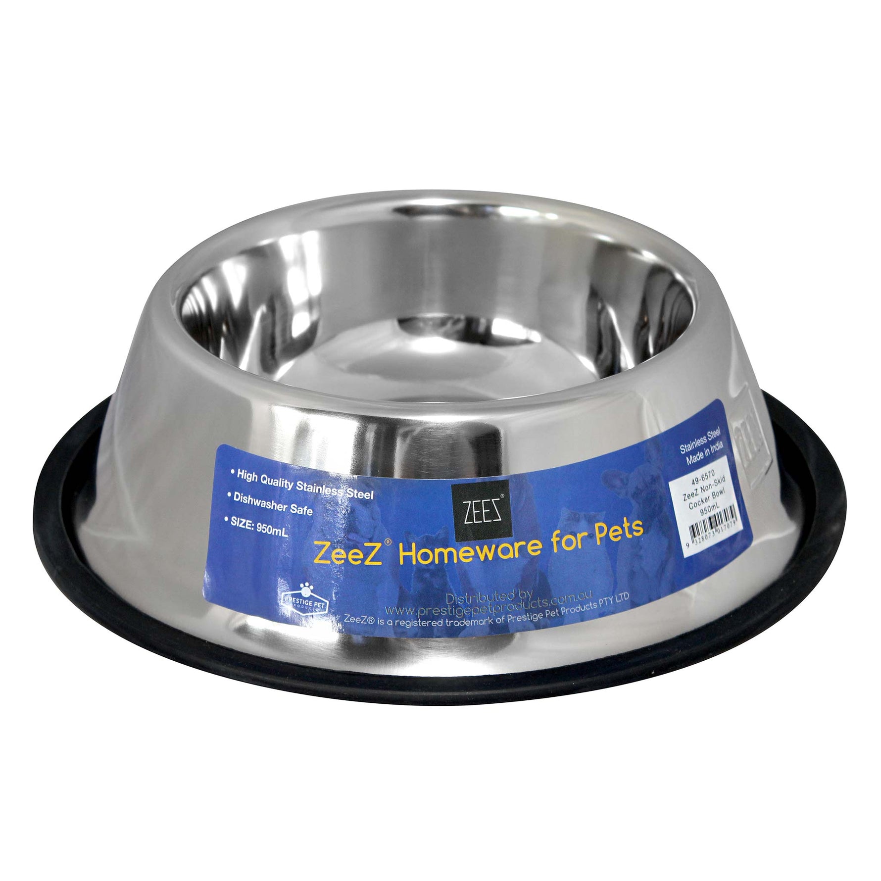 Zeez Stainless Steel Non-Skid Cocker Spaniel Bowl 950ml