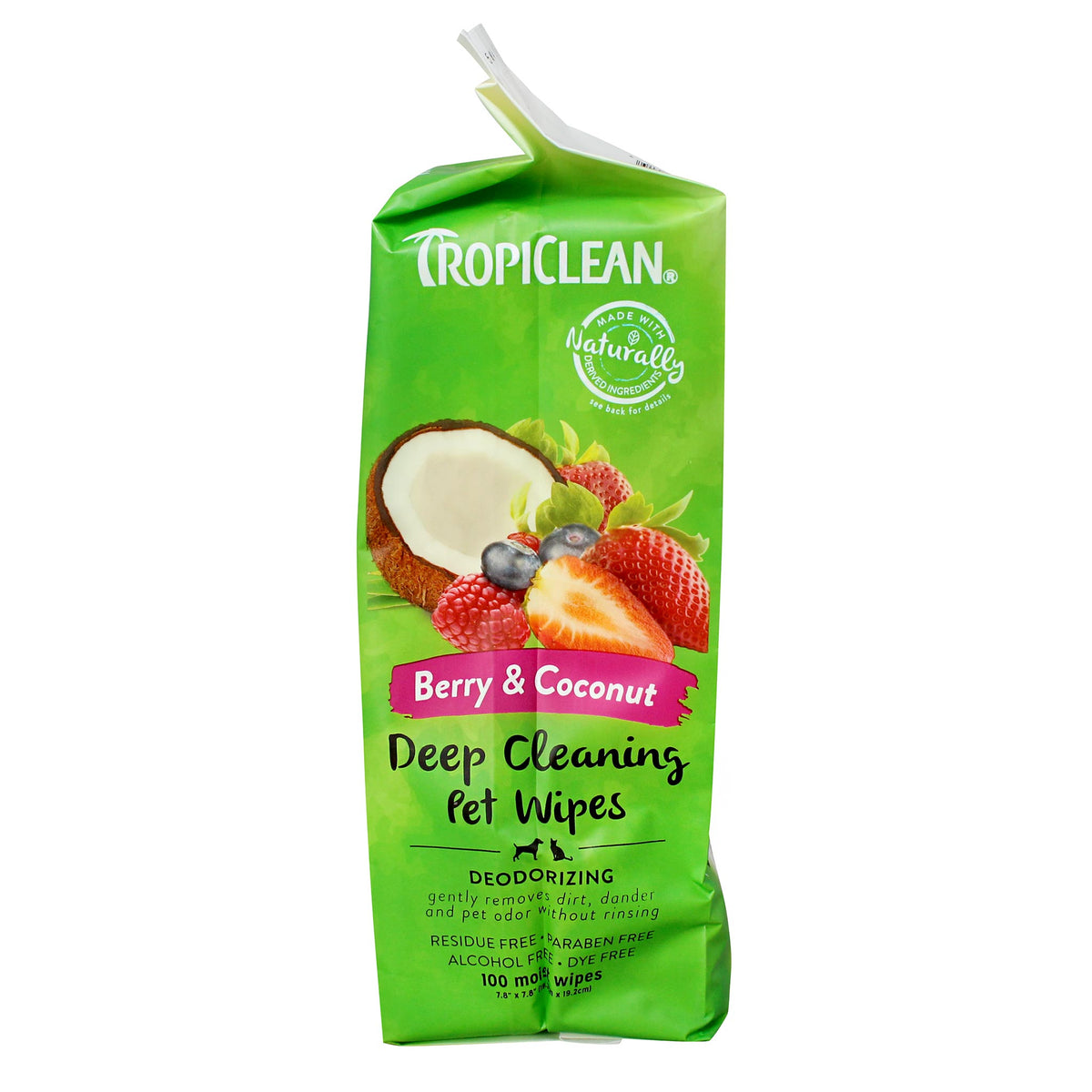 TropiClean Deep Cleaning Pet Wipes - 100 Wipes