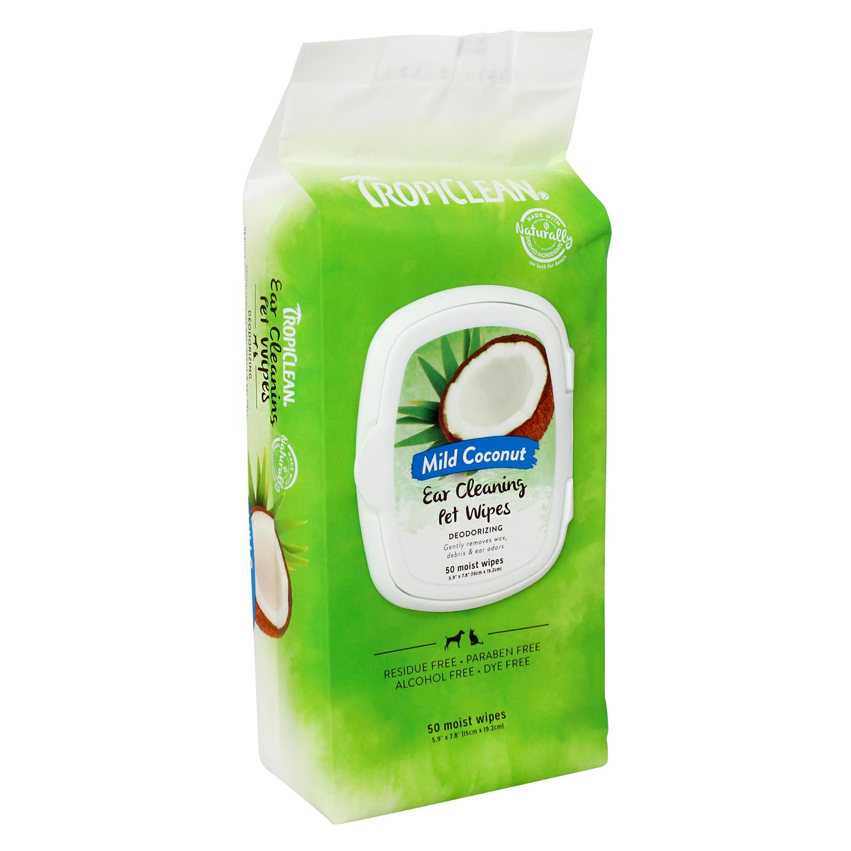 TropiClean Ear Cleaning Pet Wipes - 50 Wipes