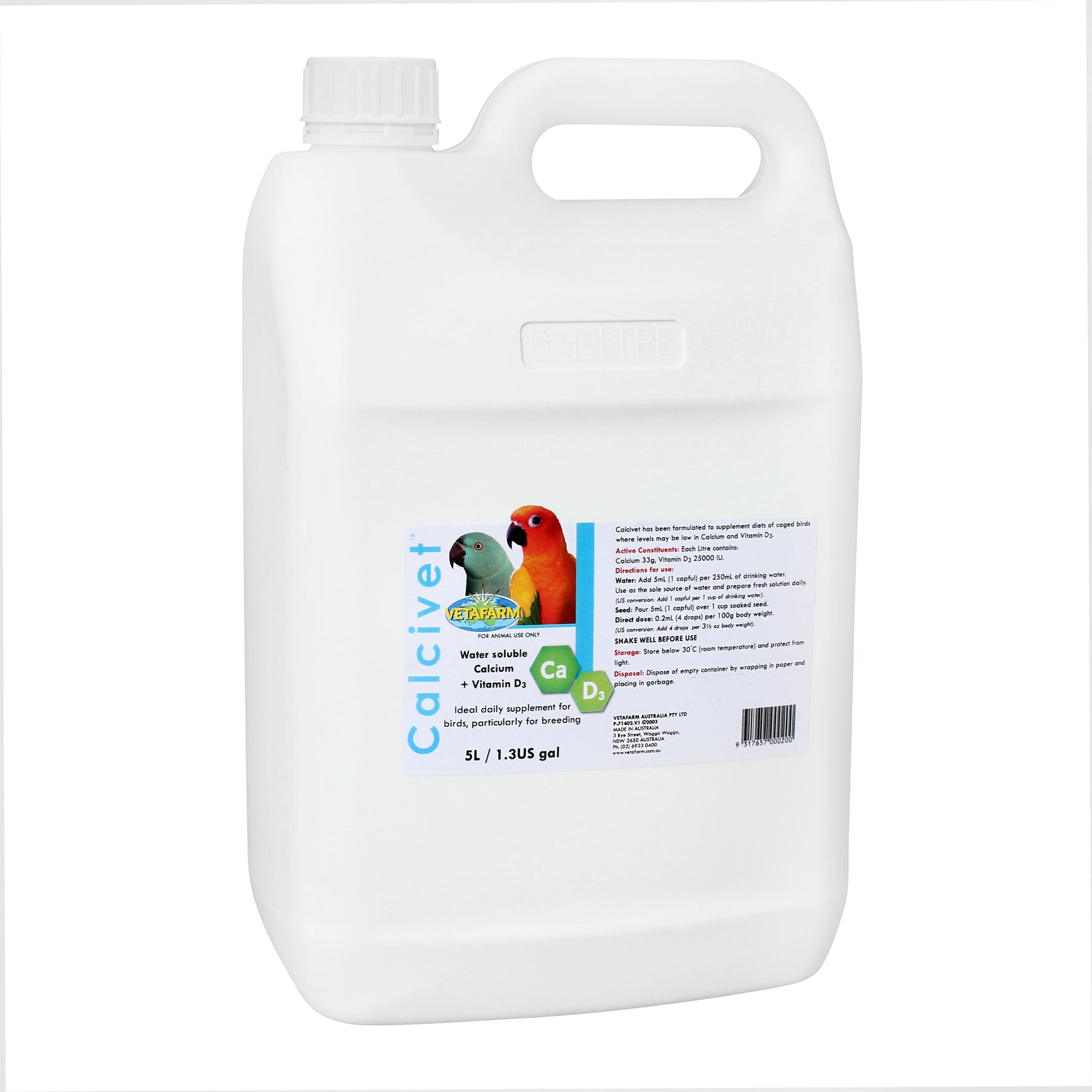 Vetafarm Calcivet Liquid Calcium Supplement for Birds