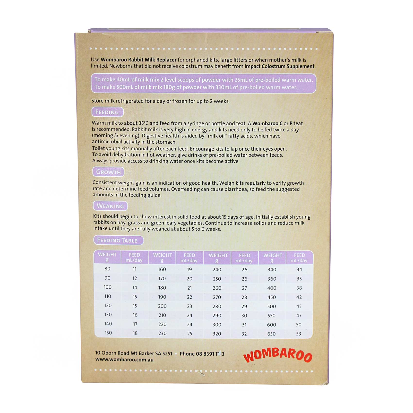 Wombaroo Rabbit Milk Replacer