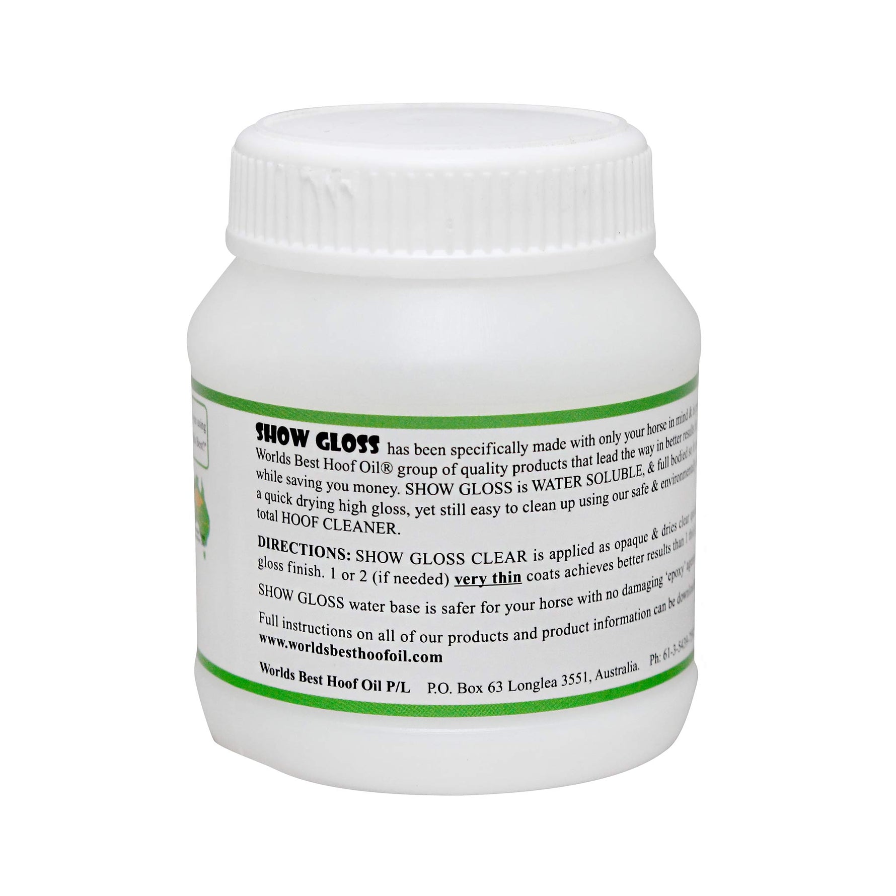 Worlds Best Hoof Oil Show Gloss 125mL