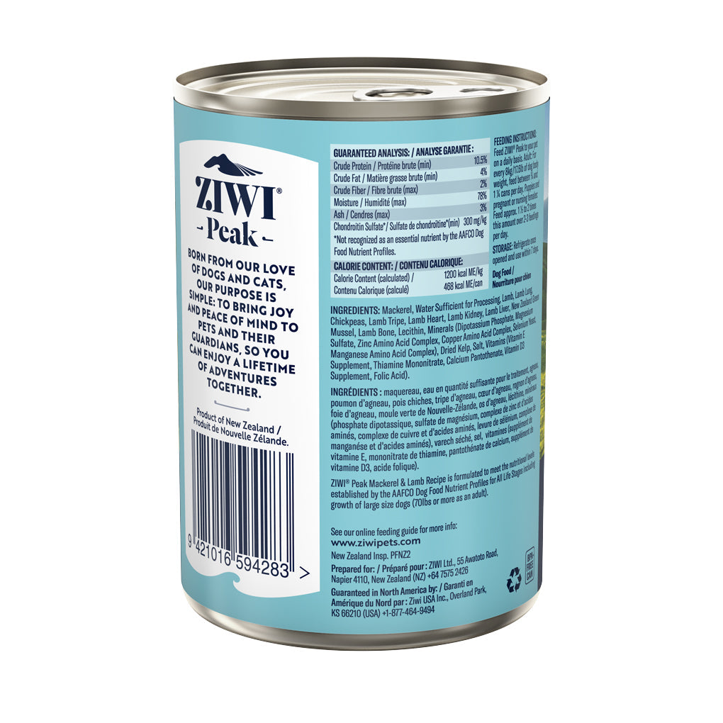 Ziwi Peak Wet Dog Food Mackerel &amp; Lamb Cans - Value Bundle