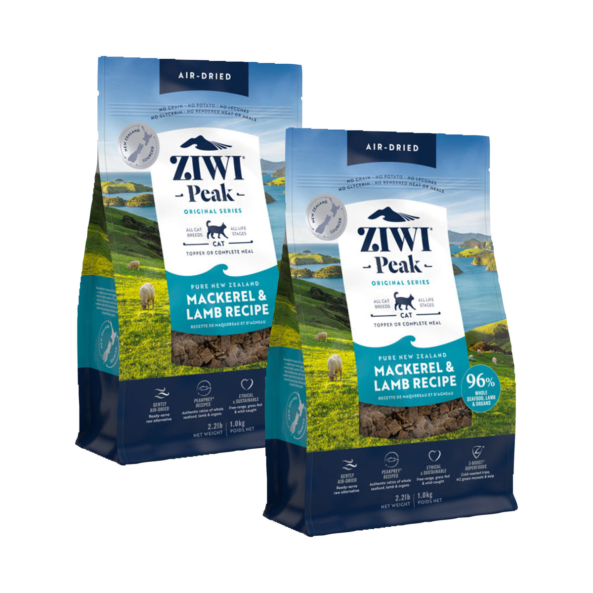 Ziwi Peak Air Dried Mackerel &amp; Lamb for Cats 2kg Value Bundle