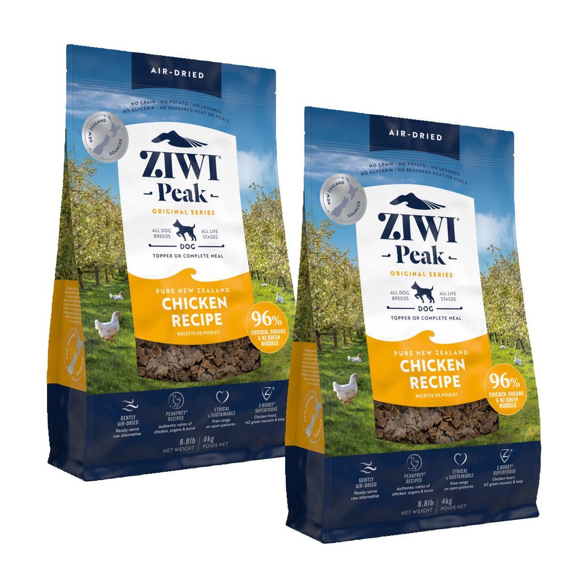 Ziwi Peak Air Dried Free Range Chicken for Dogs 8kg Value Bundle