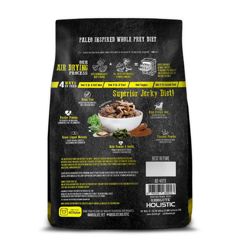 Absolute Holistic Air Dried Dog Food - Lamb & Duck 1kg