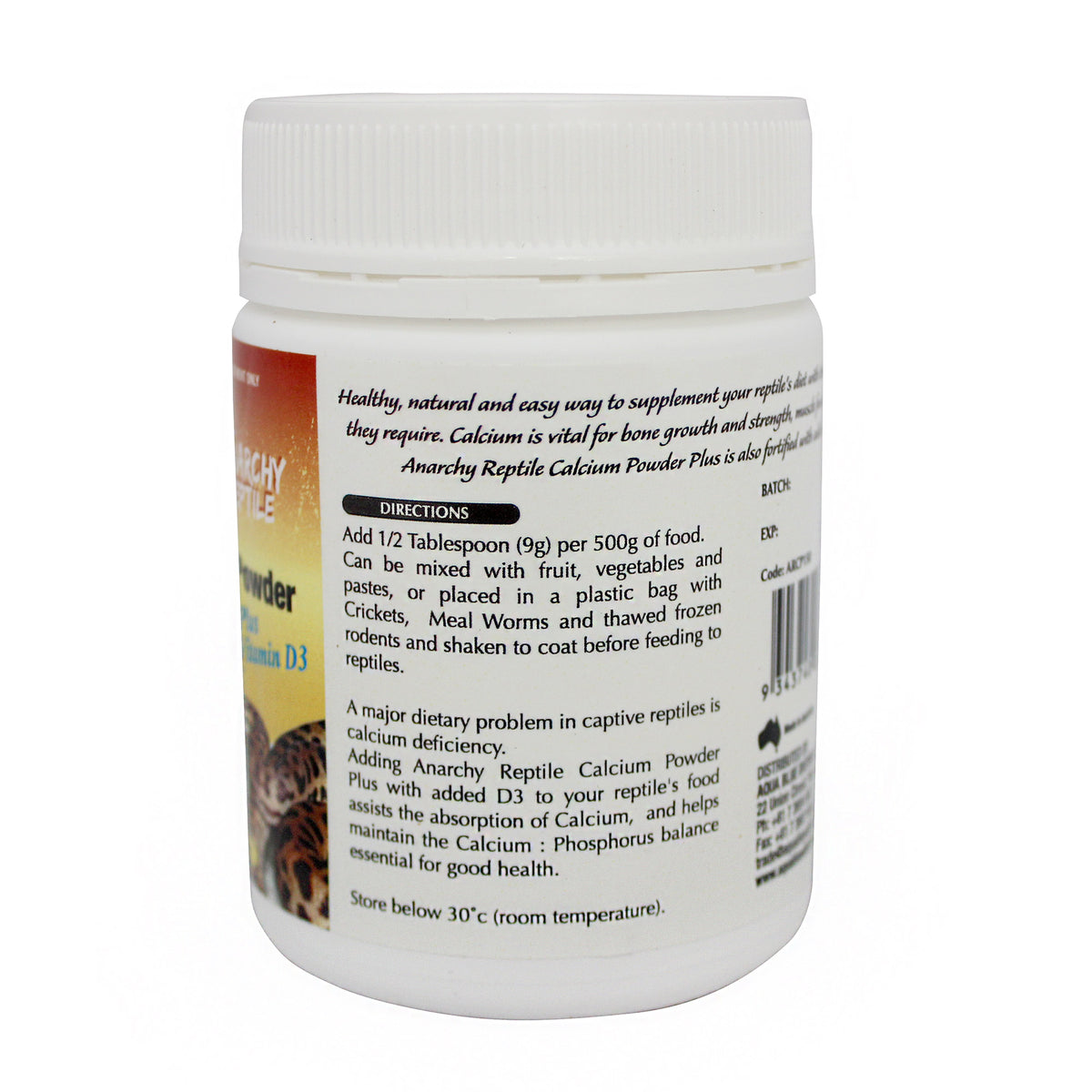 Anarchy Reptile Calcium Powder + Vitamin D3 150g
