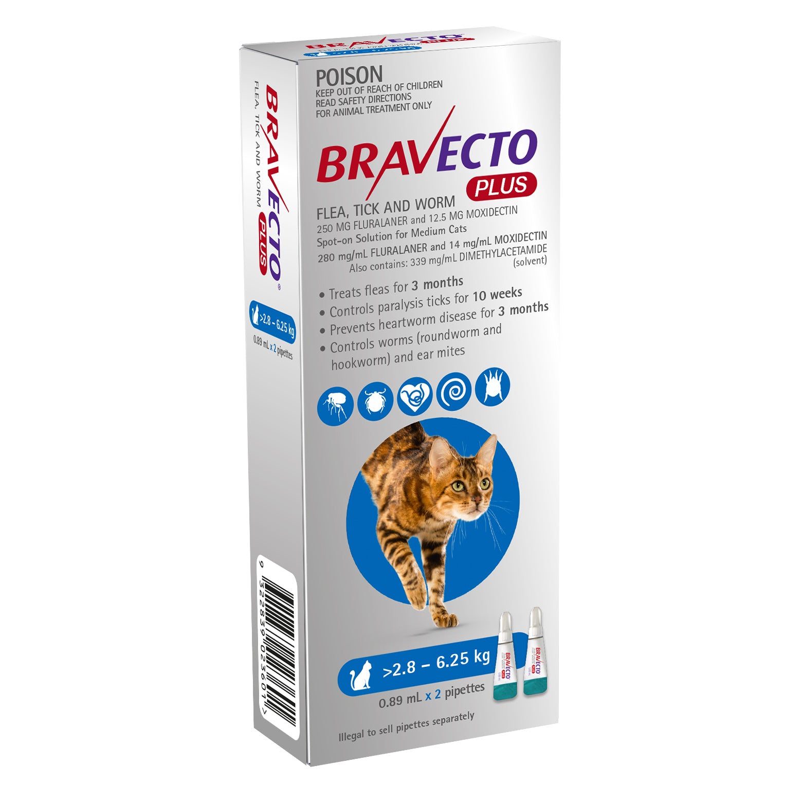 Bravecto Plus Spot-on for Medium Cats - 2 Pack