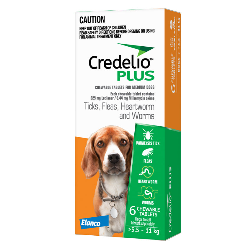Credelio PLUS Chewable Tablets for Medium Dogs 5.5-11kg