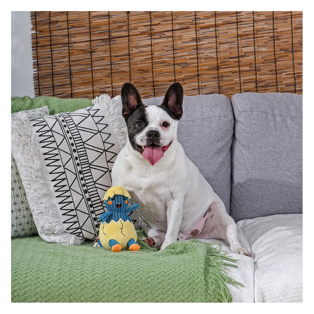 HugSmart Fuzzy Friendz Dog Toy -  Hoppin&#39; Easter Dino Egg