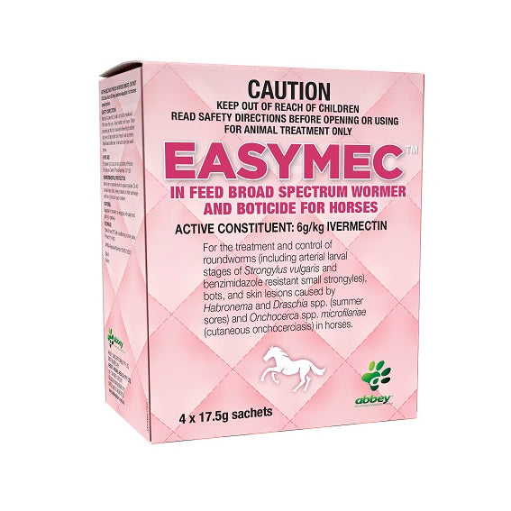 Abbey EASYMEC In Feed Broad Spectrum Wormer &amp; Boticide for Horses 17.5g x 4