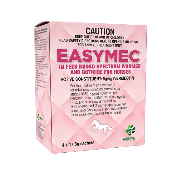 Abbey EASYMEC In Feed Broad Spectrum Wormer & Boticide for Horses 17.5g x 4