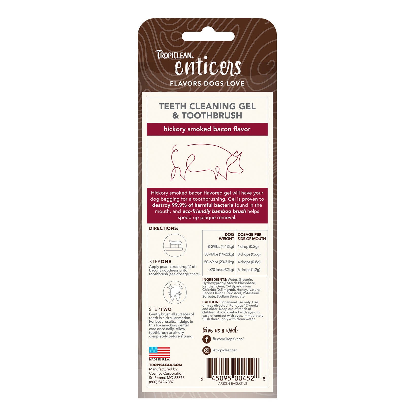 TropiClean Enticers Teeth Cleaning Gel & Toothbrush for Dogs