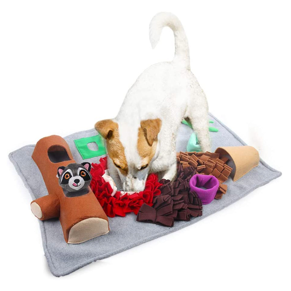 All For Paws Dig It! Fluffy Play &amp; Treat Mat with Racoon Toy
