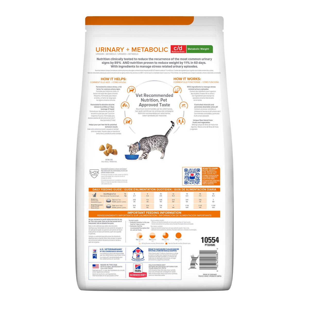Hill&#39;s Prescription Diet c/d Multicare Stress Urinary + Metabolic Weight Dry Cat Food 2.88kg