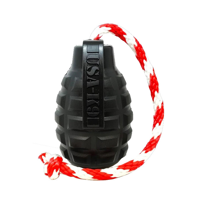 USA-K9 Magnum Grenade with Rope Chew, Tug & Treat Dispensing Toy