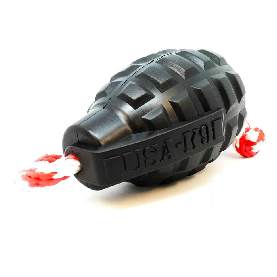 USA-K9 Magnum Grenade with Rope Chew, Tug & Treat Dispensing Toy