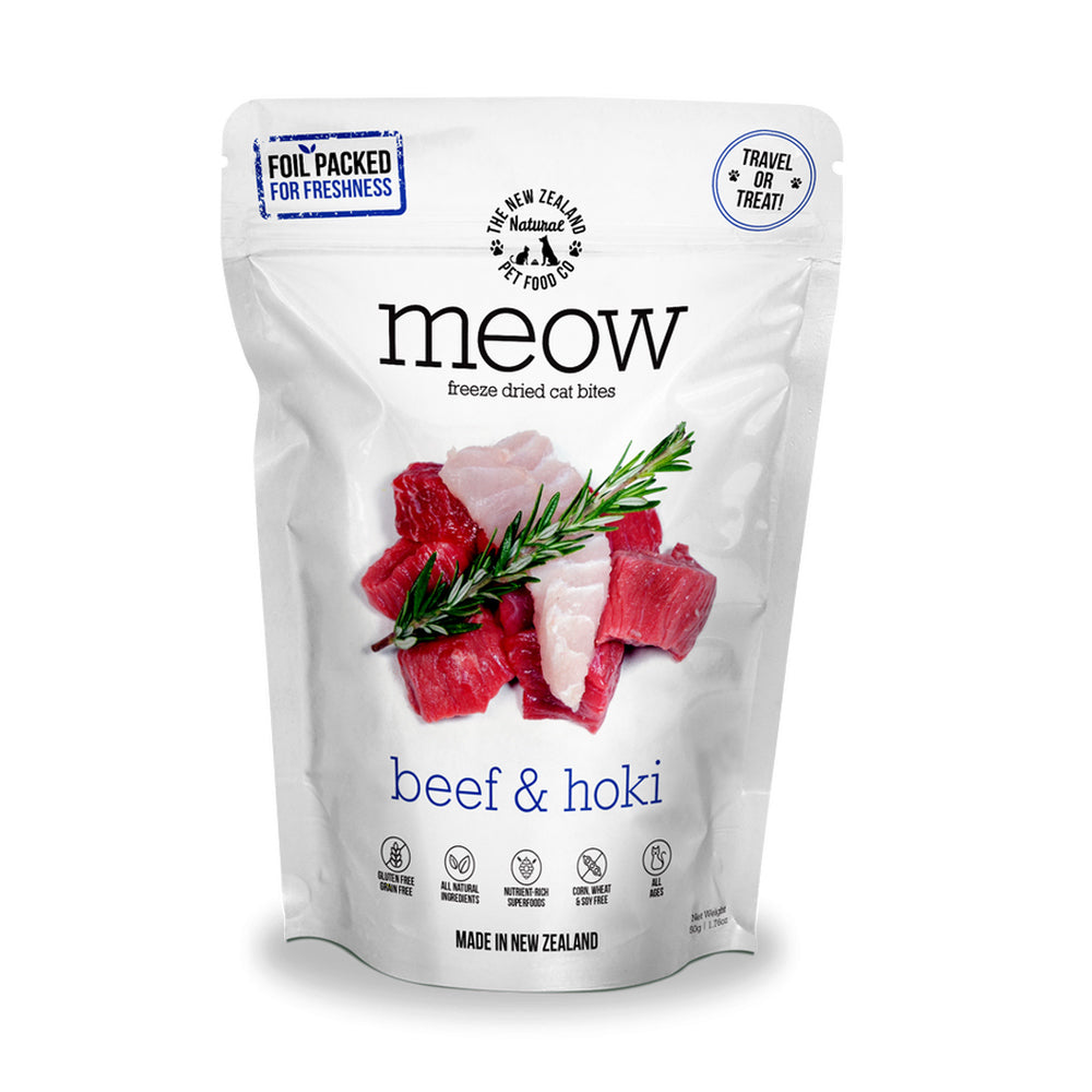 Meow Freeze Dried Cat Bites - Beef & Hoki  50g