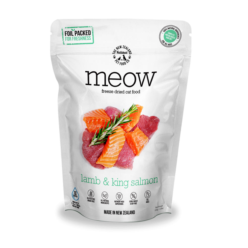 Meow Freeze Dried Cat Food - Lamb &amp; King  Salmon  280g