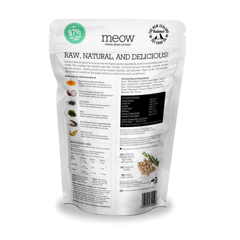 Meow Freeze Dried Cat Food - Lamb & King  Salmon  280g