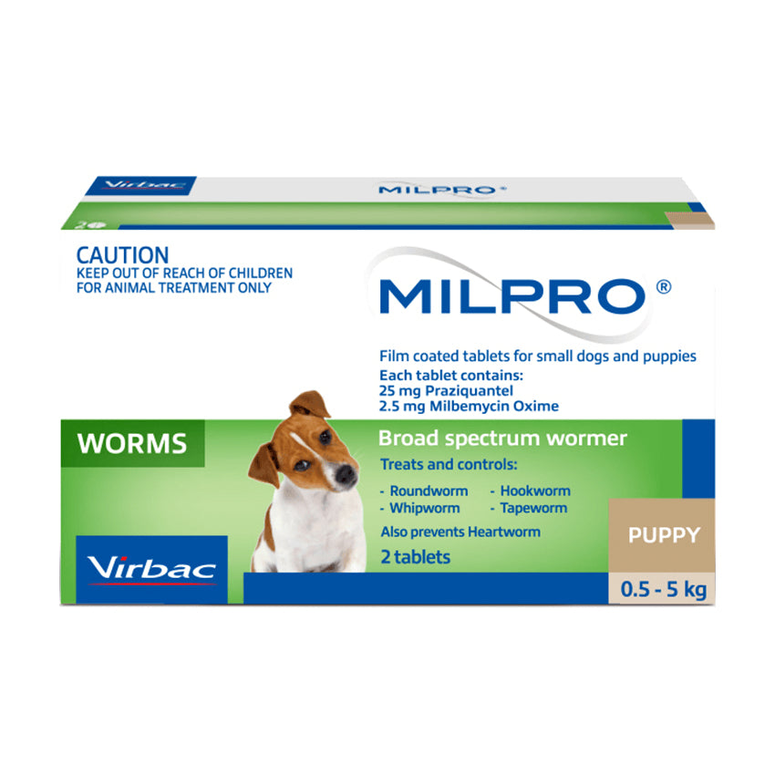 Milpro Broad Spectrum Wormer Small Dogs &amp; Puppies 0.5-5kg