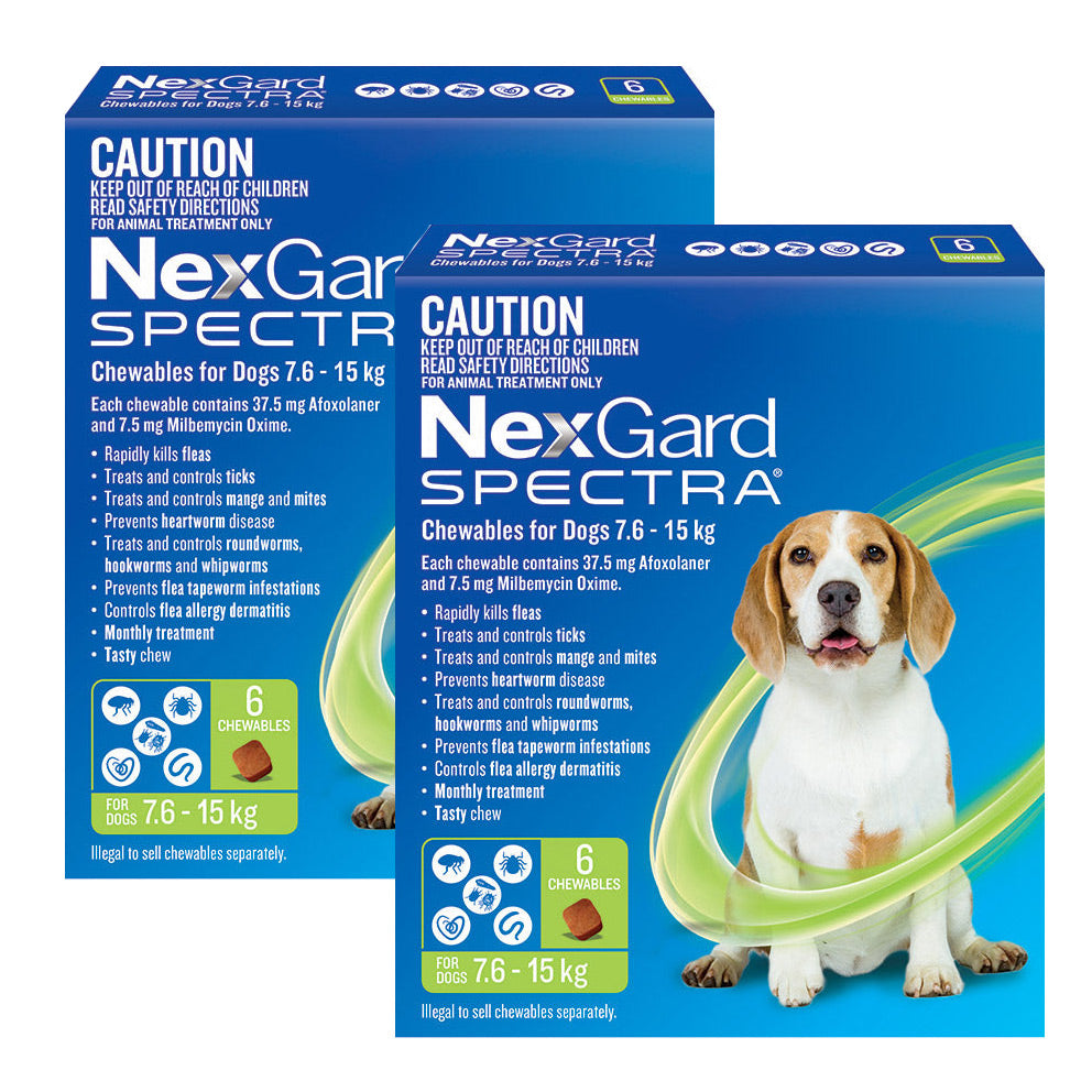 NexGard Spectra Chews for Medium Dogs 7.6-15kg - 12 Pack Value Bundle