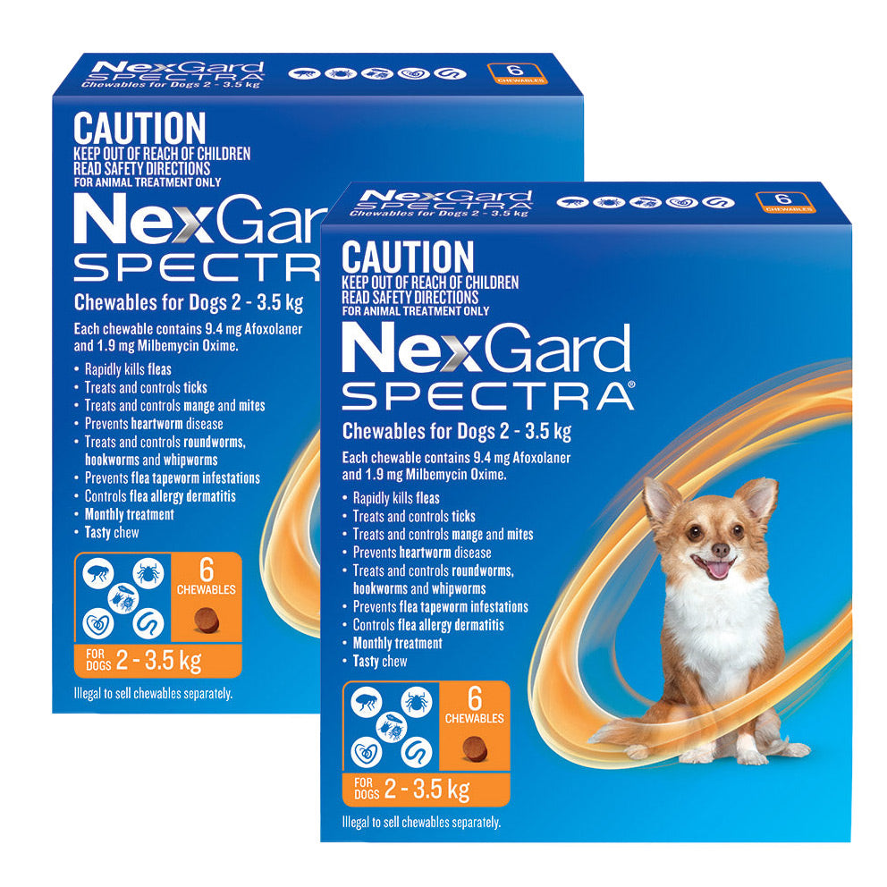 NexGard Spectra Chews for Very Small Dogs Dogs 2-3.5kg - 12 Pack Value Bundle