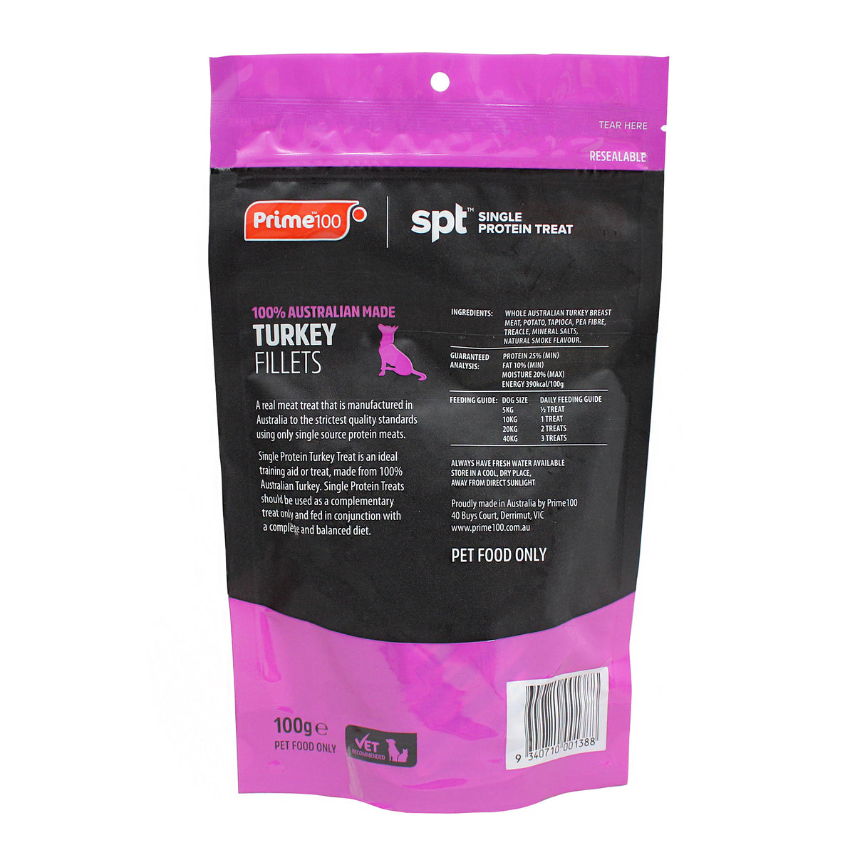 Prime100 spt Single Protein Treats for Dogs &amp; Cats 100g