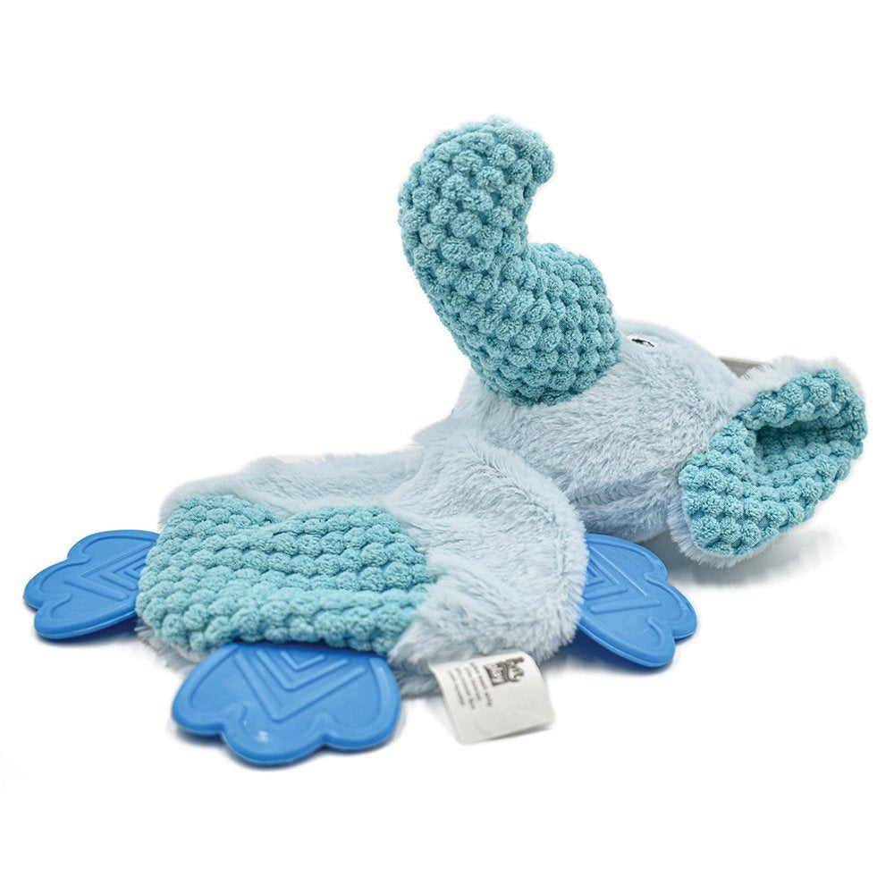 PuppyPlay Crinkle Teether Puppy &amp; Small Dog Toy - Blue Elephant