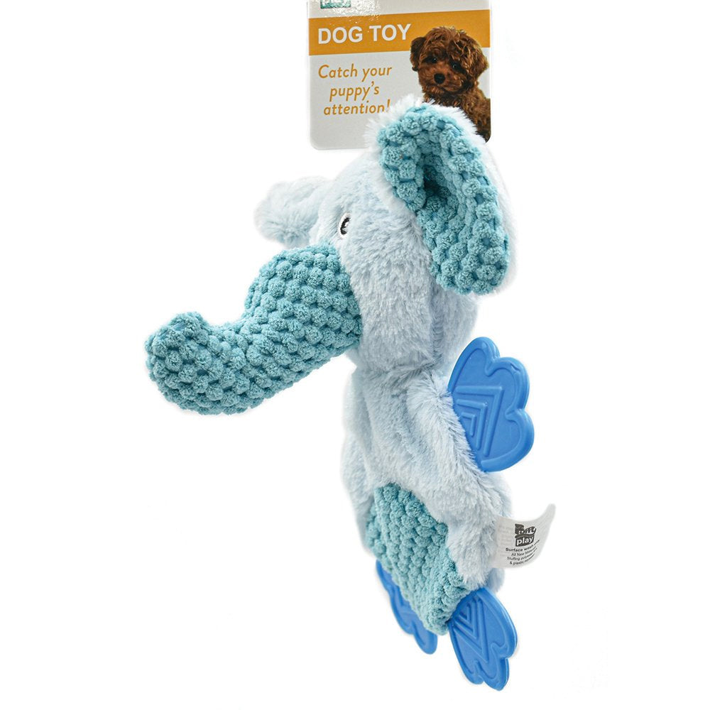 PuppyPlay Crinkle Teether Puppy & Small Dog Toy - Blue Elephant