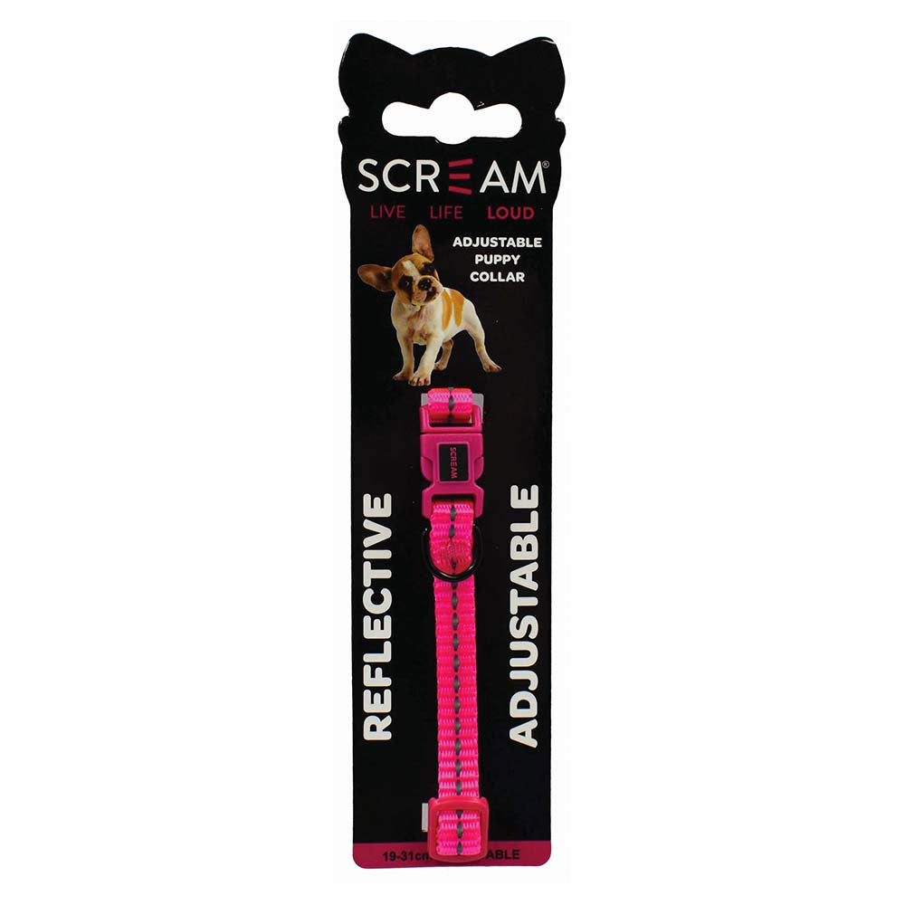 Scream Reflective Adjustable Nylon Puppy Collar
