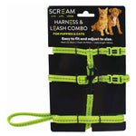 Scream Reflective Adjustable Nylon Cat/Puppy Harness & Leash Combo