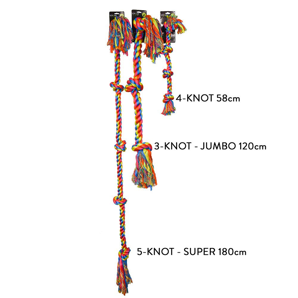Scream 3-Knot Jumbo Rope Dog Toy - 120cm