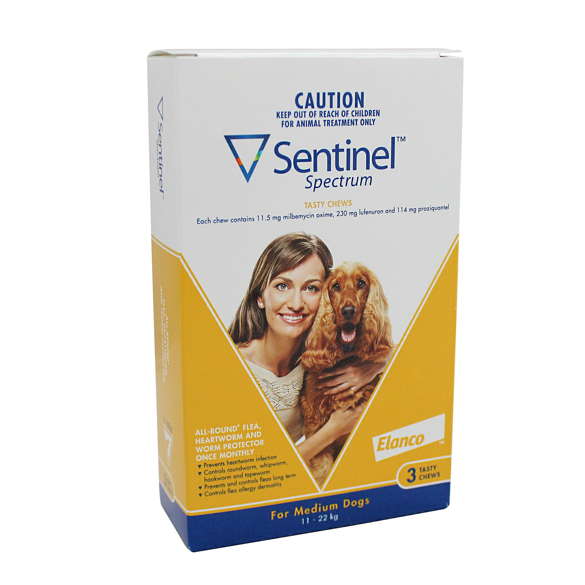Sentinel Spectrum Chews Yellow for Medium Dogs 12-22kg.