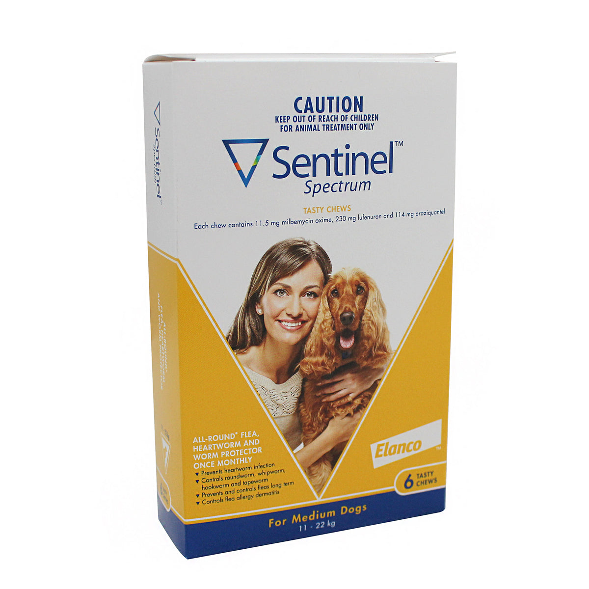Sentinel Spectrum Chews Yellow for Medium Dogs 12-22kg.