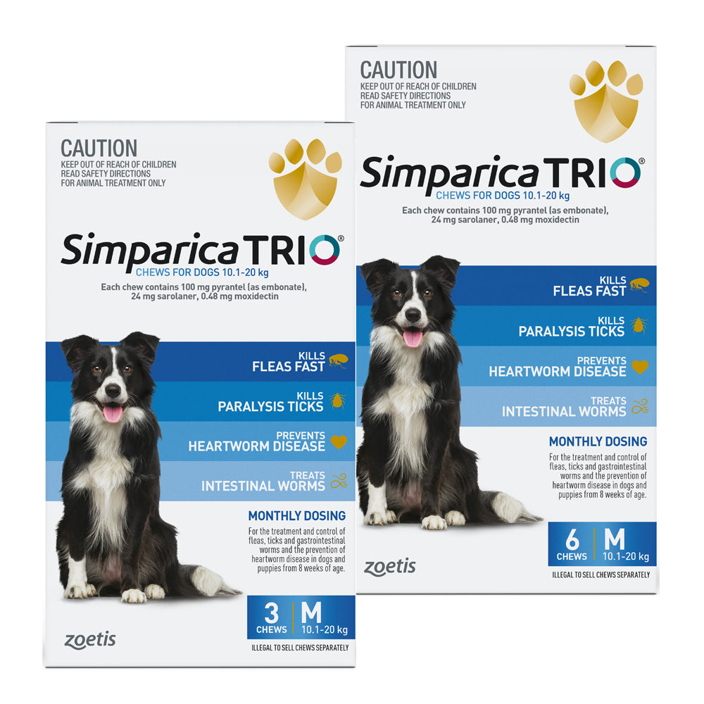 Simparica TRIO Chewable Tablet For Medium Dogs 10.1-20kg